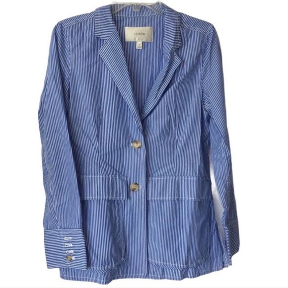 J. Crew Blue White Striped Classic Blazer Size 6 - Picture 1 of 6